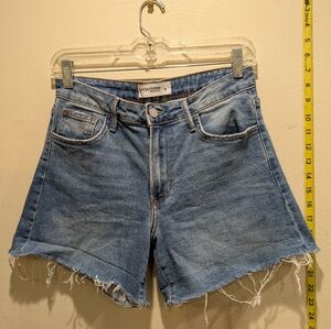 Just Black Distressed Denim Shorts - Blue Size M